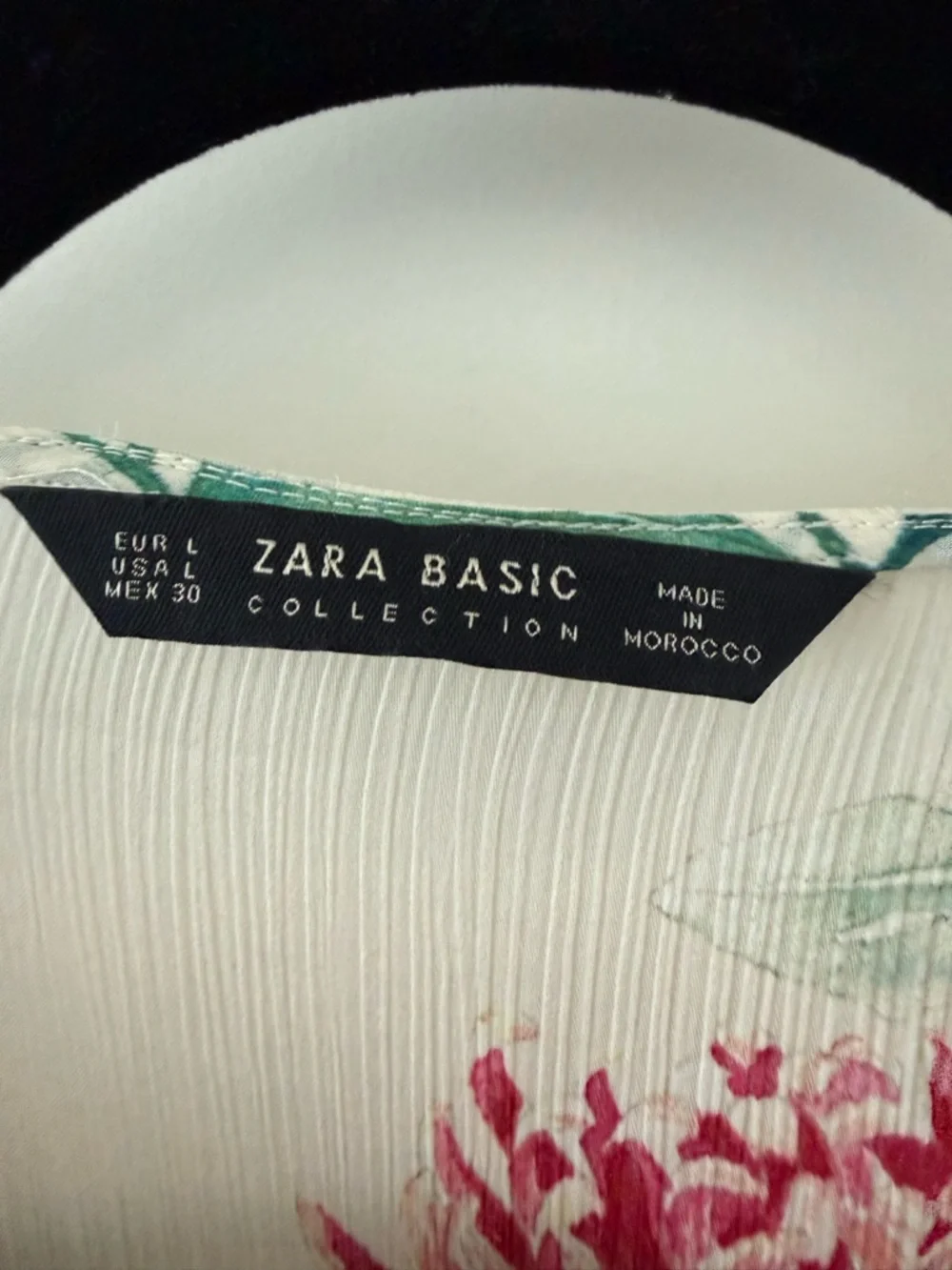 Zara Basic White Floral Tie-Front Blouse Large - Picture 2 of 3